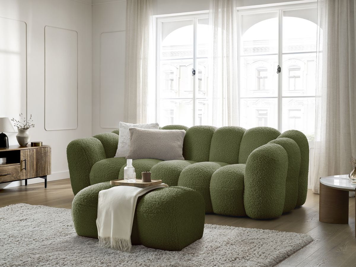 HIPPOLYTE vaste 3-zits rechte bank met voetenbank