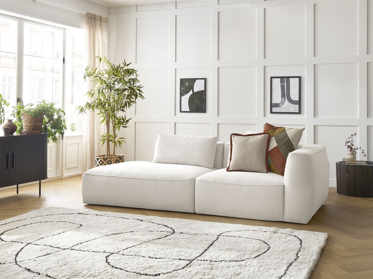 Canapé droit fixe 3 places LEOPOLD tissu chiné