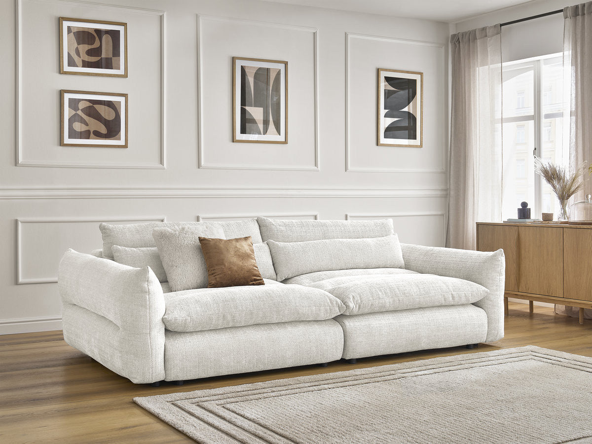 Canapé droit fixe 3 places NEIL tissu texturé