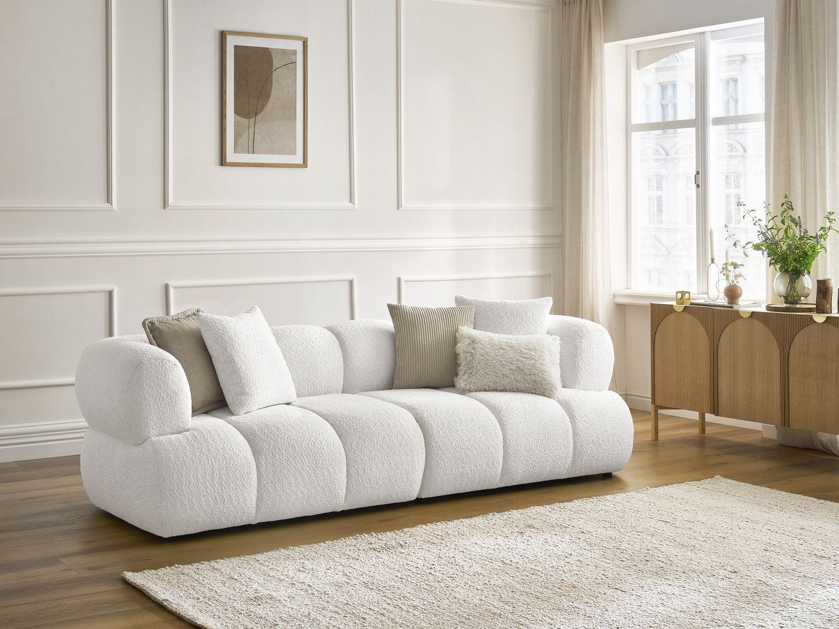 PAMIRA vaste 3-zits rechte bank in badstof