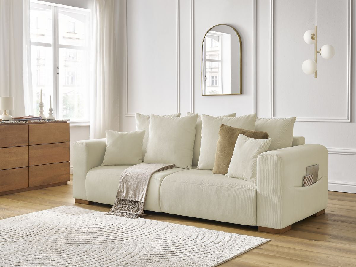 SIDONIE 3-zits vaste rechte bank in corduroy