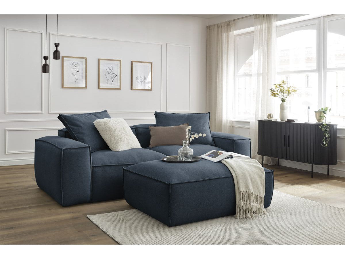 Canapé droit fixe 3 places ultra moelleux BOHEME tissu chiné avec pouf
