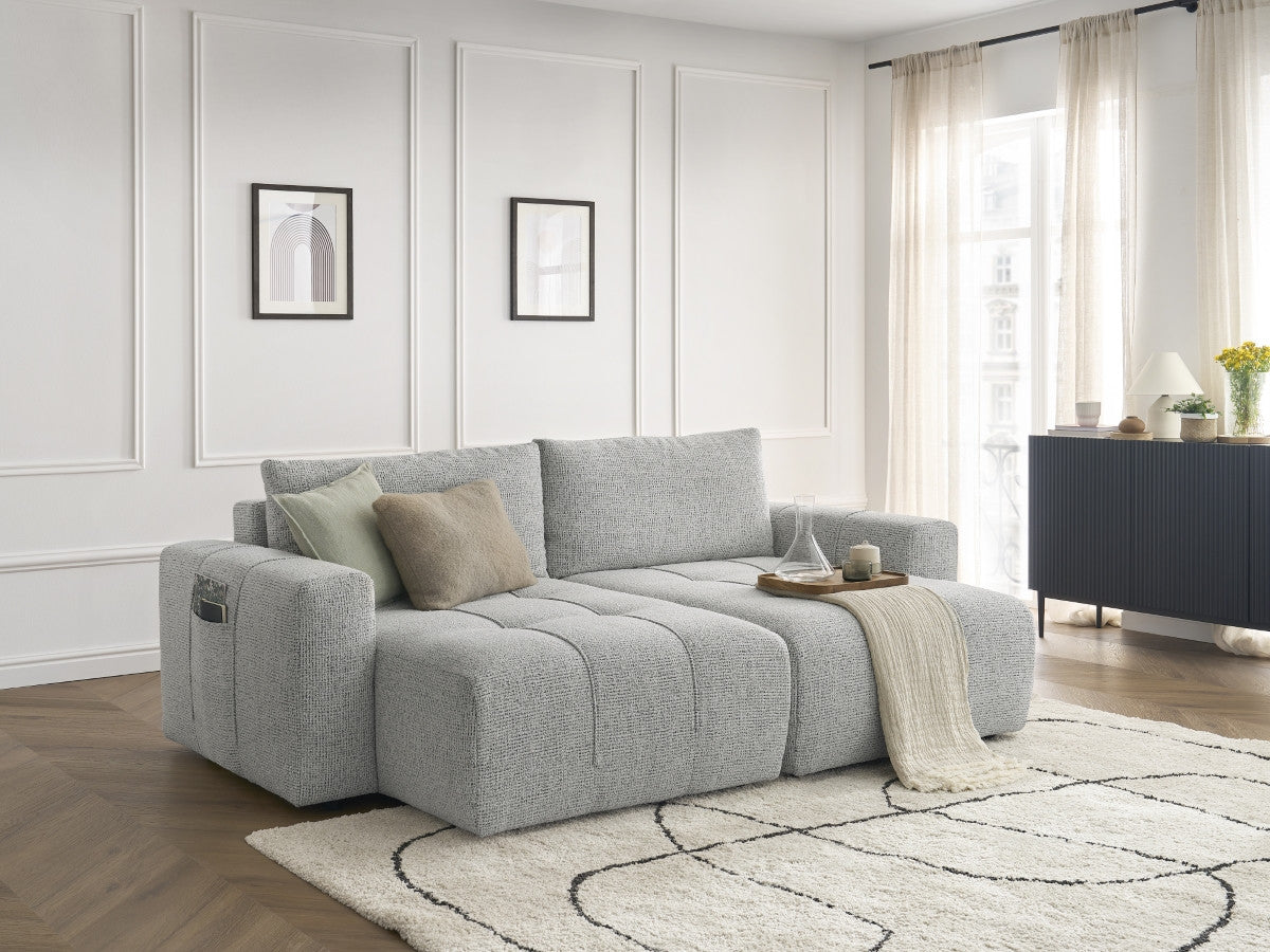 Canapé droit fixe 4 places ARSENE assise profonde tissu chiné