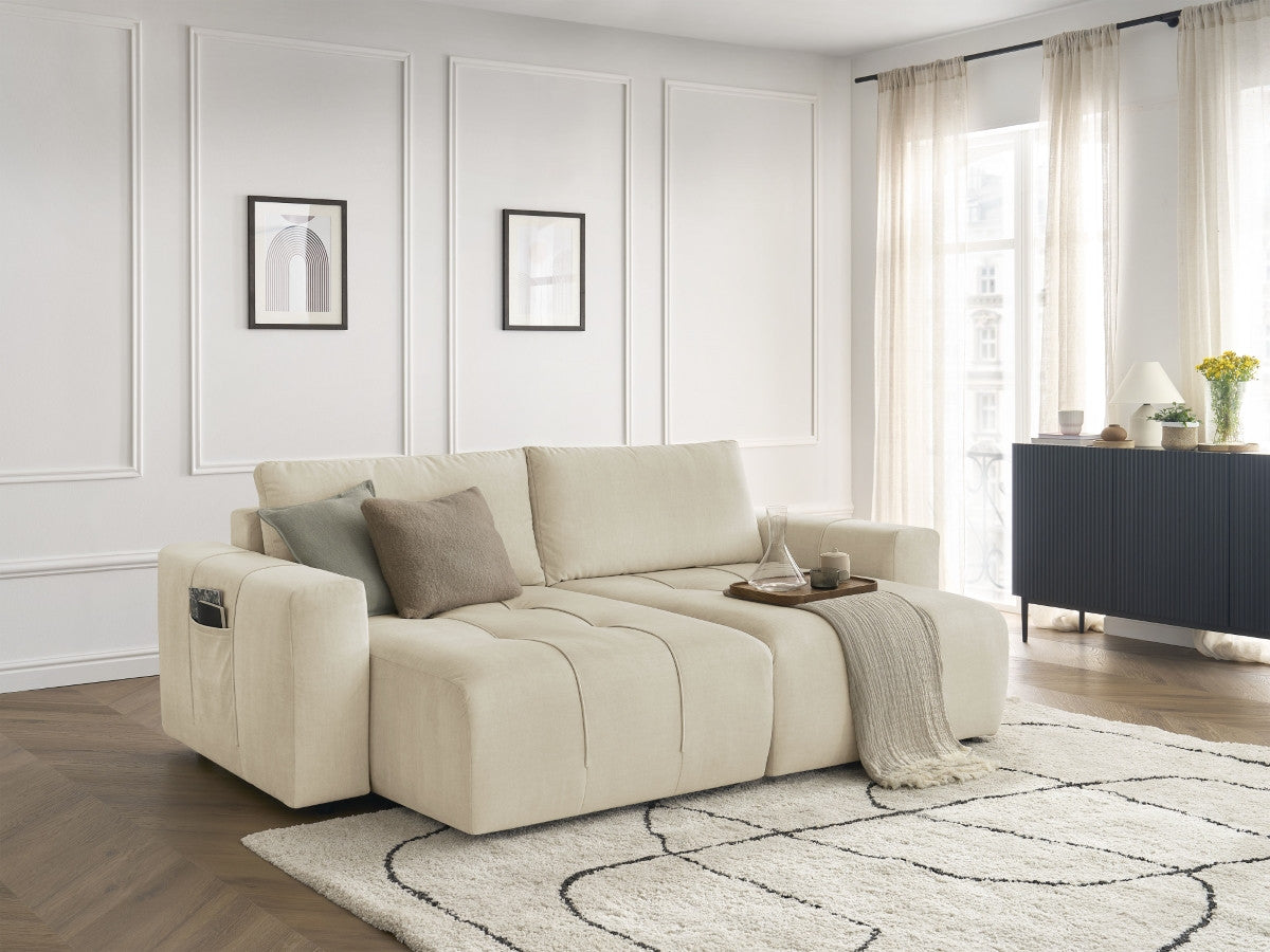 Canapé droit fixe 4 places ARSENE assise profonde velours