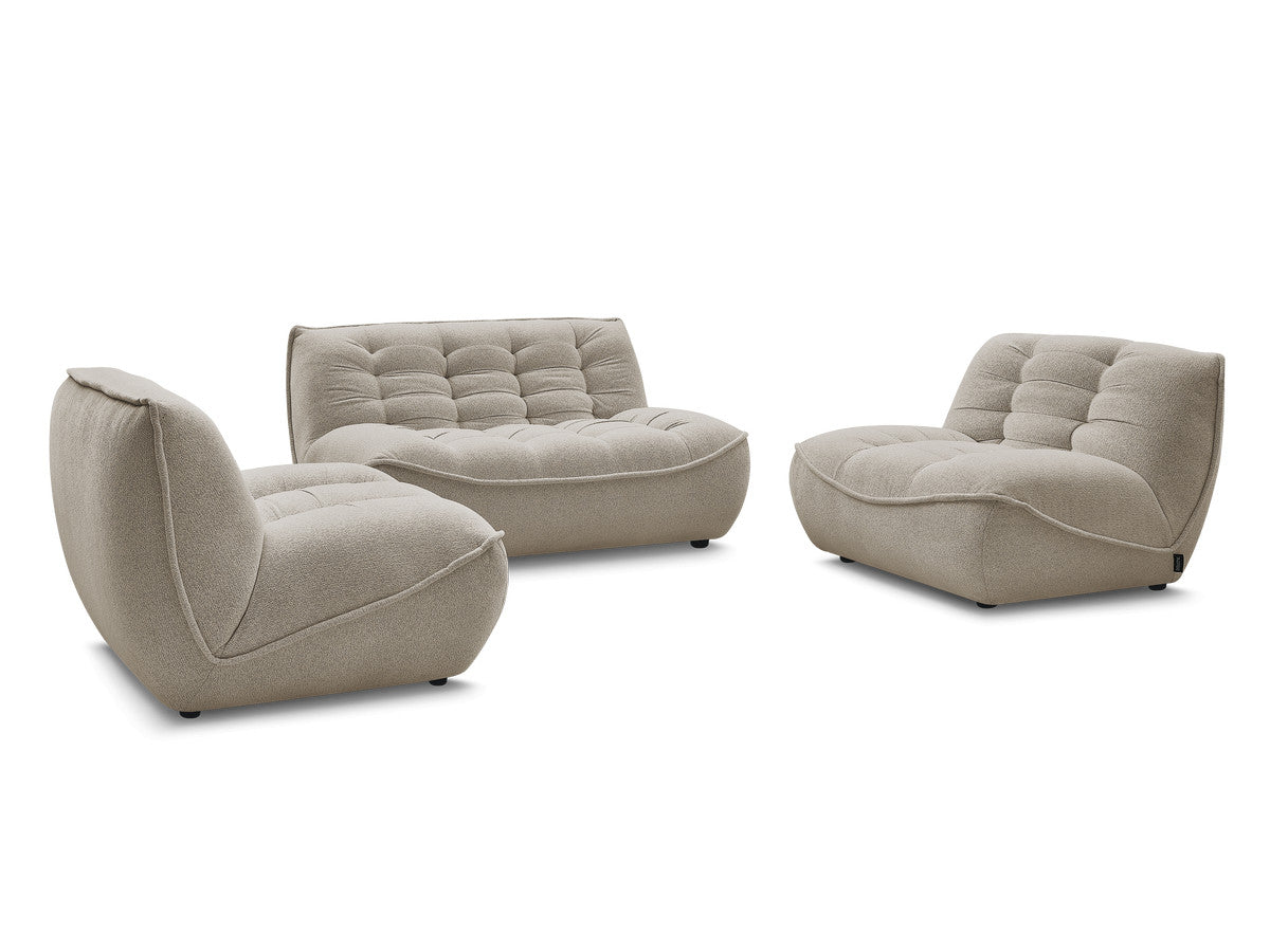 Canapé droit fixe modulable SERENA avec 2 chauffeuses 1 place et 1 chauffeuse 2 places tissu chiné