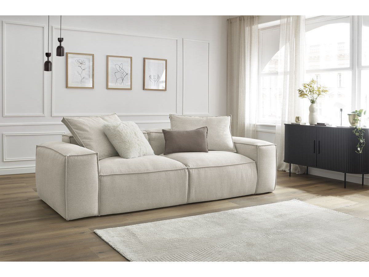 Canapé droit fixe ultra moelleux 3 places BOHEME tissu chiné