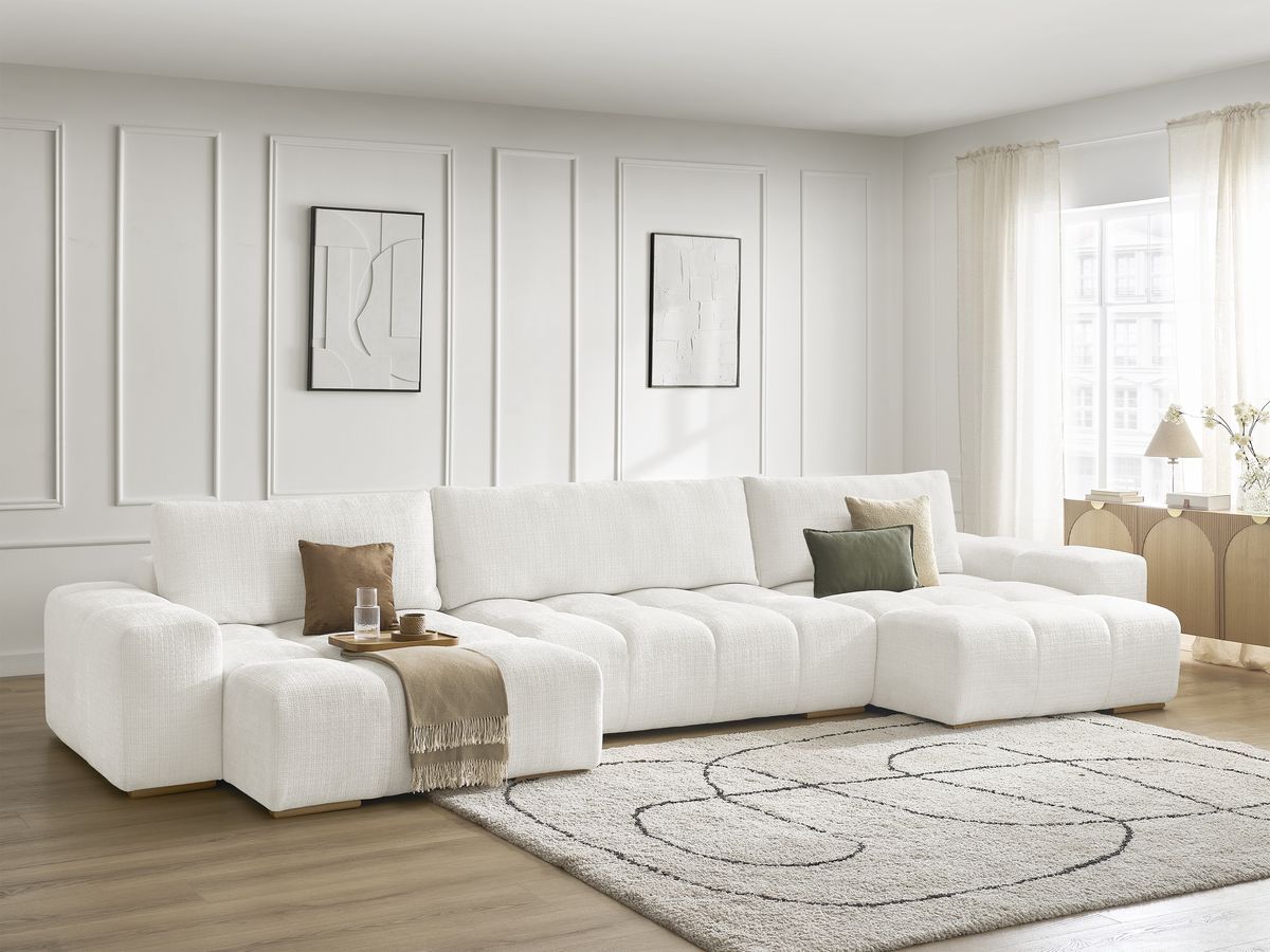 Canapé panoramique convertible coffre ANAKIN tissu texturé