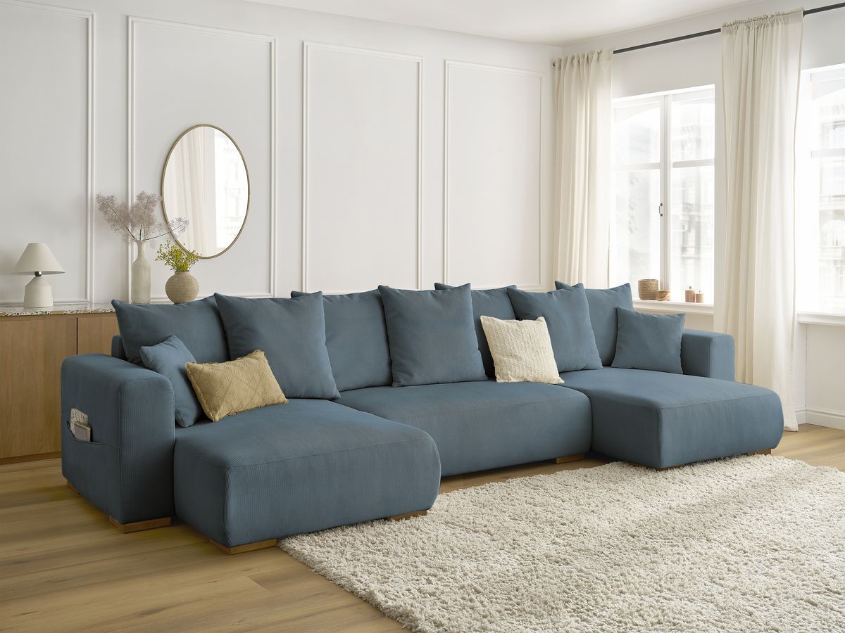 SIDONIE corduroy panoramische slaapbank met opbergruimte