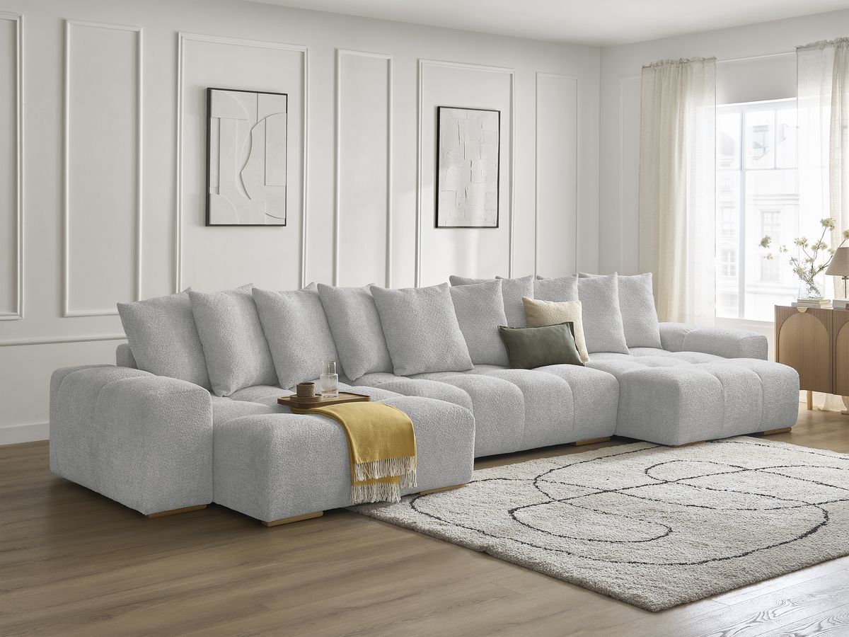 Canapé panoramique fixe ANAKIN tissu bouclette