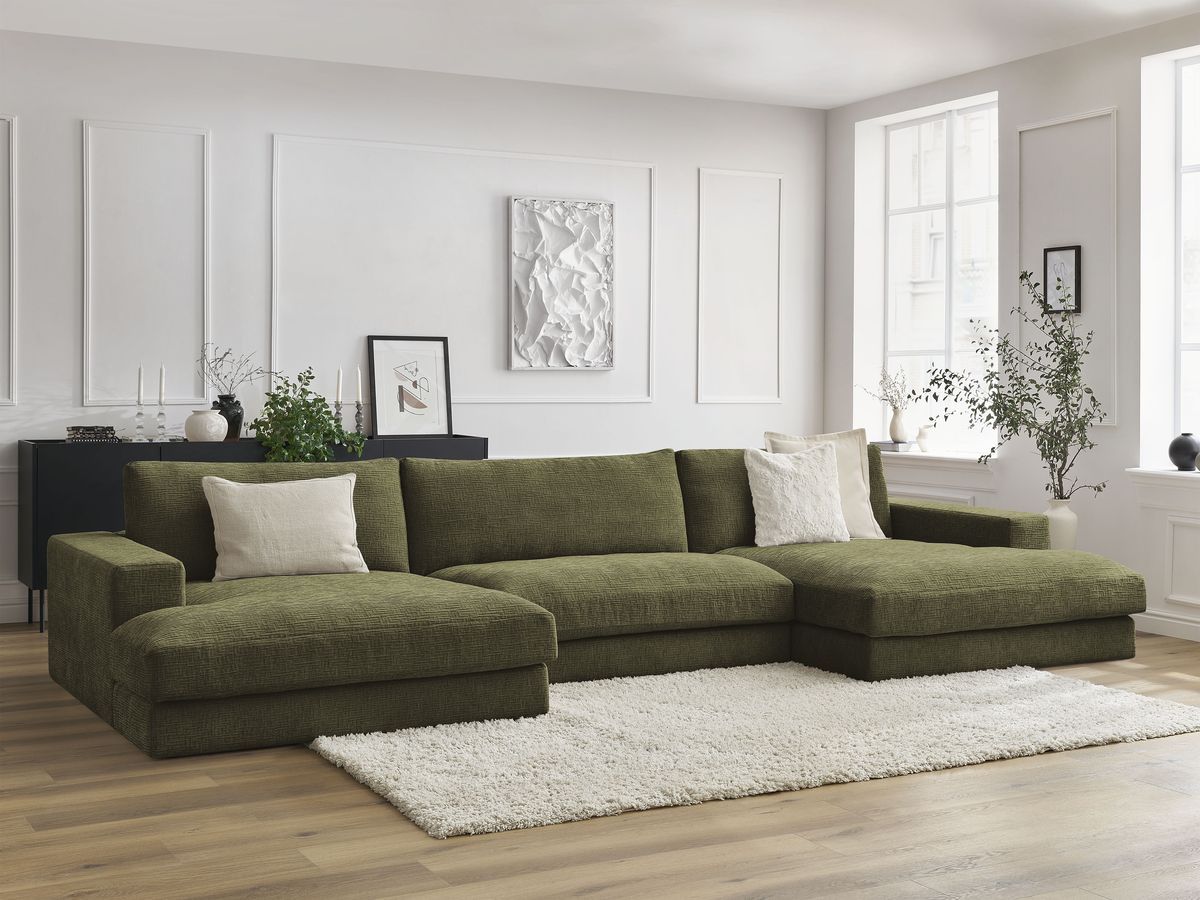 Canapé panoramique fixe compact LEONARD tissu texturé