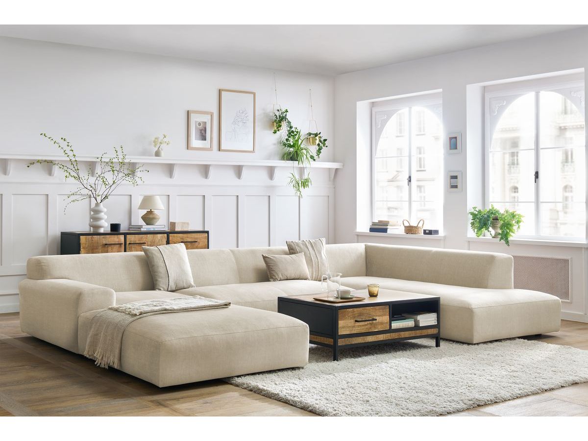 Canapé panoramique fixe LAVENA tissu velours