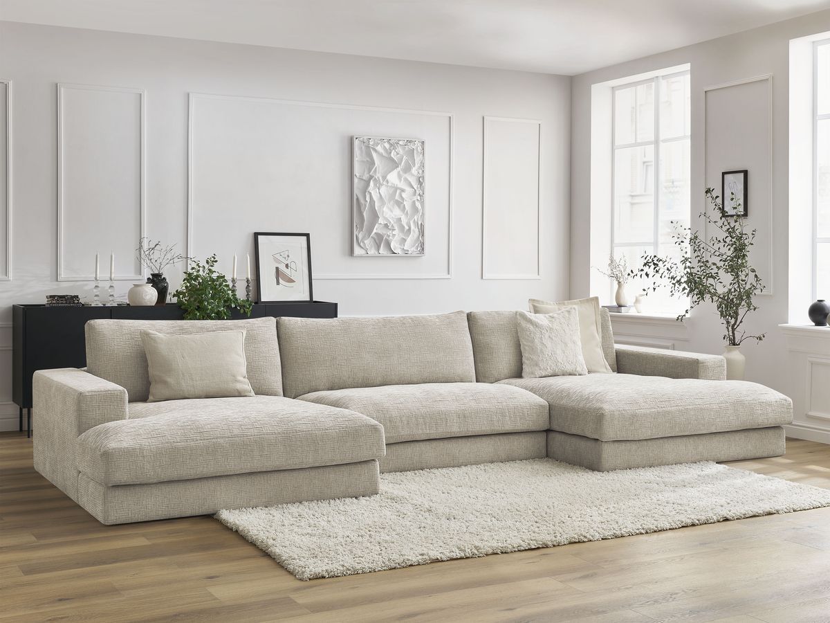 Canapé panoramique fixe LEONARD tissu texturé