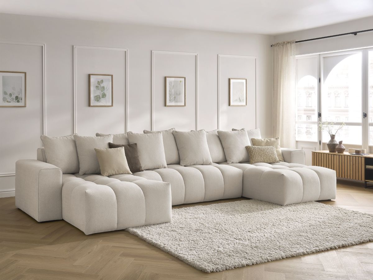 Canapé panoramique fixe MONT-BLANC tissu chiné