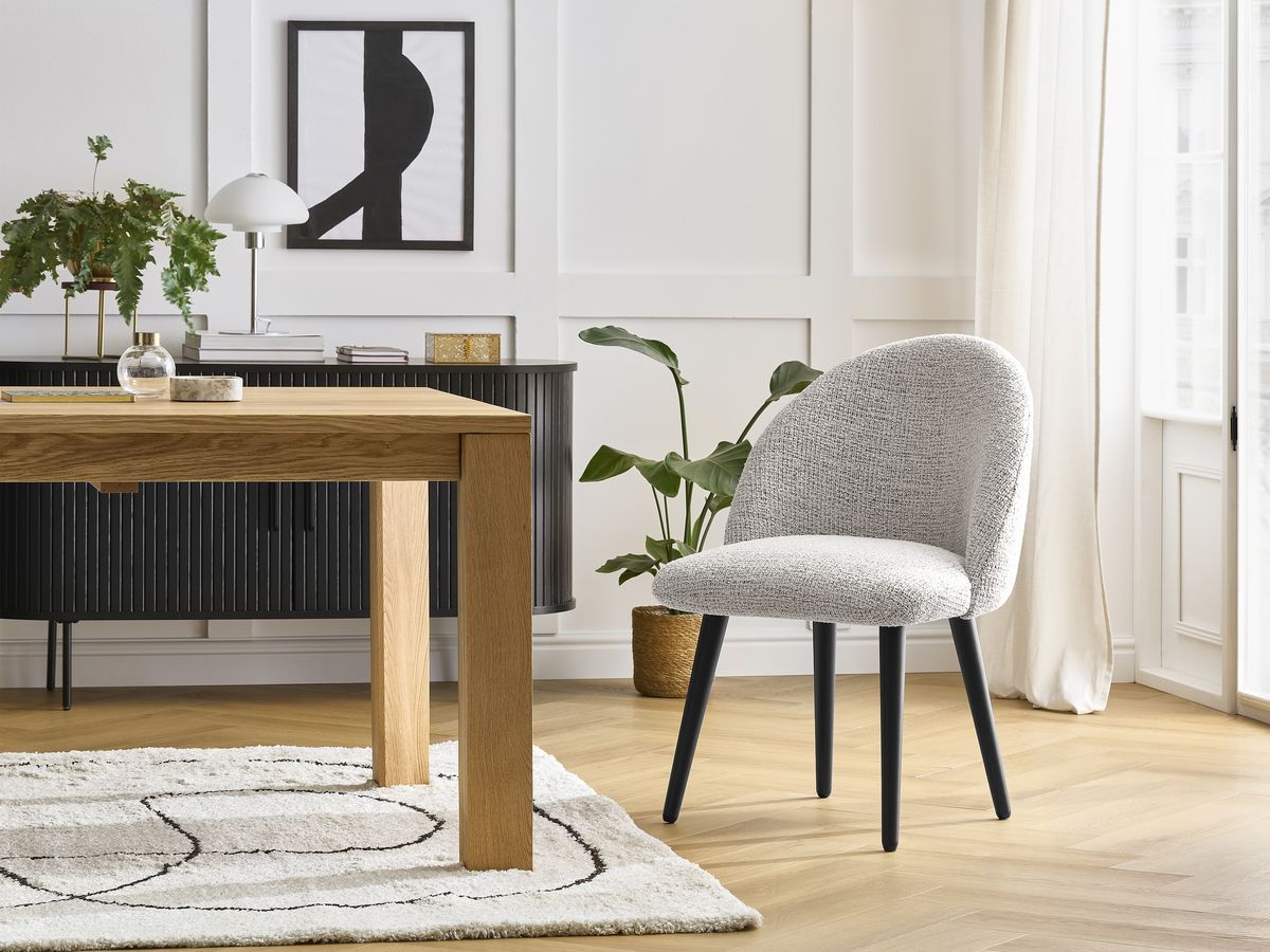 Chaise LALIE tissu chiné et pieds scandinaves noirs