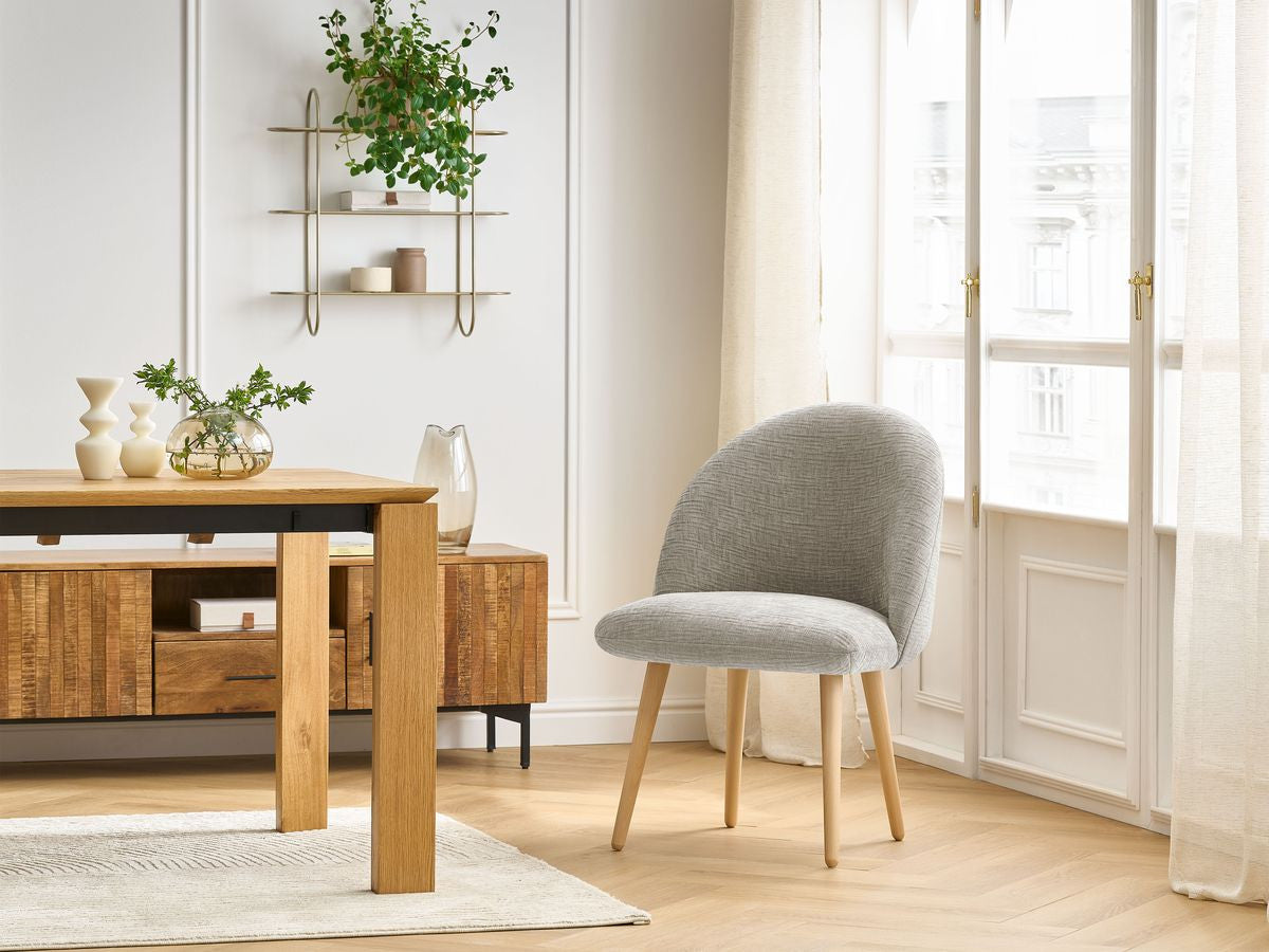 Chaise LALIE tissu texturé et pieds scandinaves bois