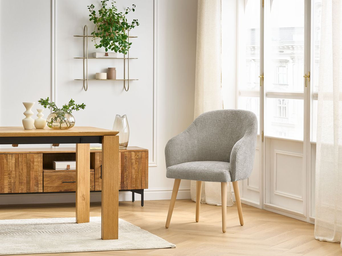 Chaise SOPHIE tissu texturé et pieds scandinaves bois