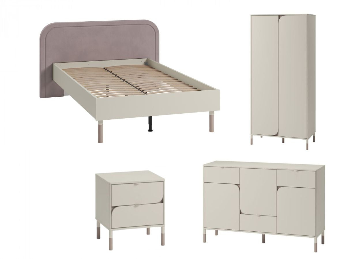 Ensemble lit enfant 120 x 200 cm BOREO avec commode + armoire + chevet