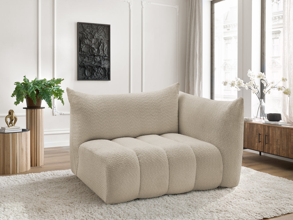 Chauffeuse 2 place avec accoudoir pour canapé modulable AZRA tissu bouclette