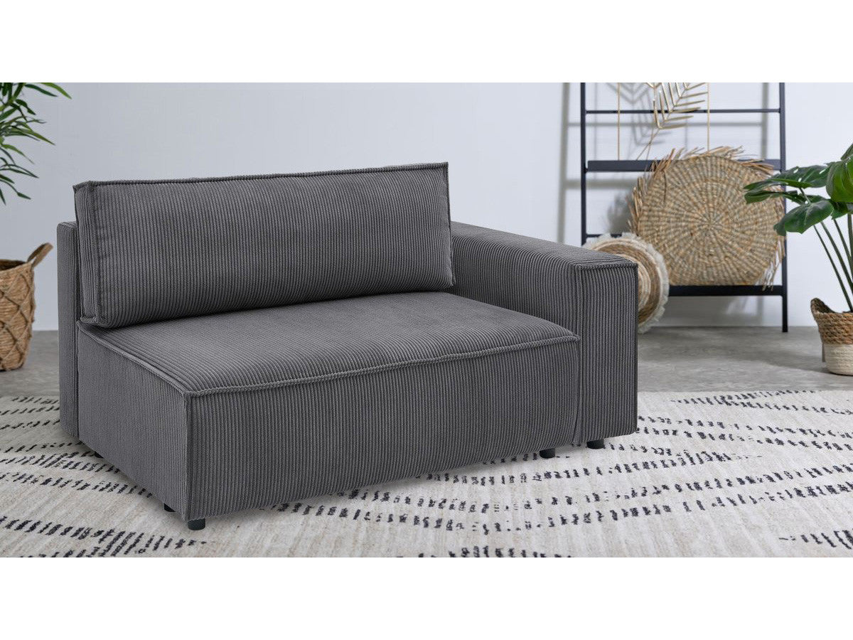 Chauffeuse 2 places avec accoudoir pour canapé modulable NIHAD tissu velours côtelé