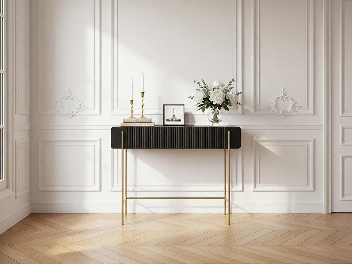 Console 2 tiroirs 100 cm MATHILDE pieds or