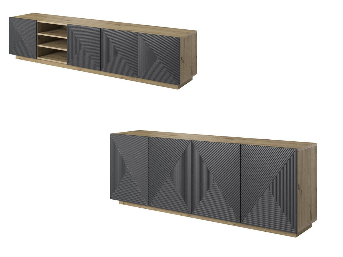 Ensemble ALICE avec Meuble TV avec niche 200 cm + Buffet 4 portes 200 cm