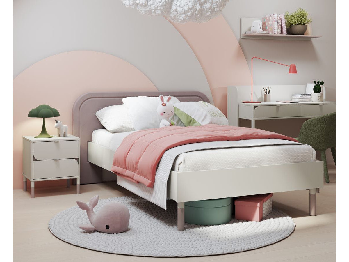 Ensemble BOREO lit enfant 120 x 200 cm avec chevet 2 tiroirs