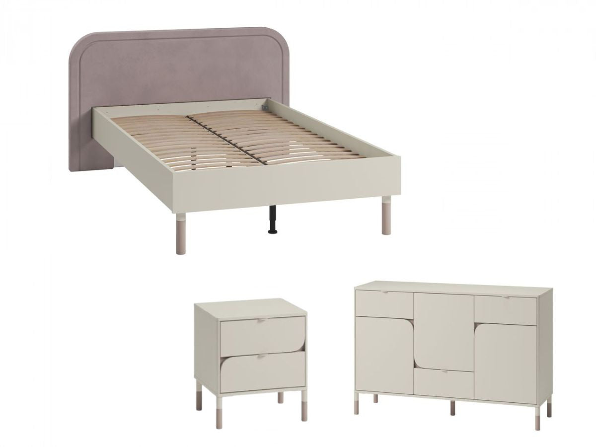 Ensemble lit enfant 120 x 200 cm BOREO avec commode + chevet