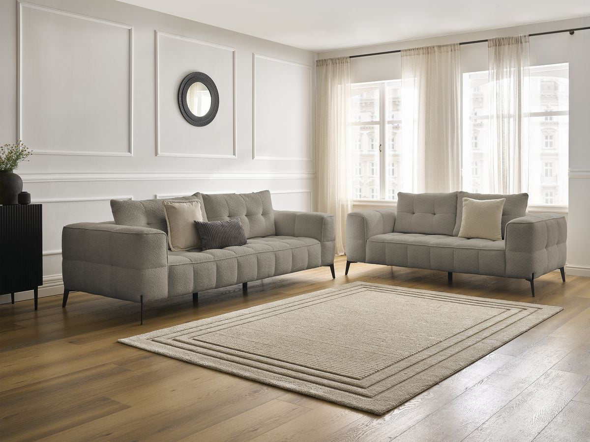 Ensemble canapé droit fixe 3 + 2 places ANIS tissu bouclette