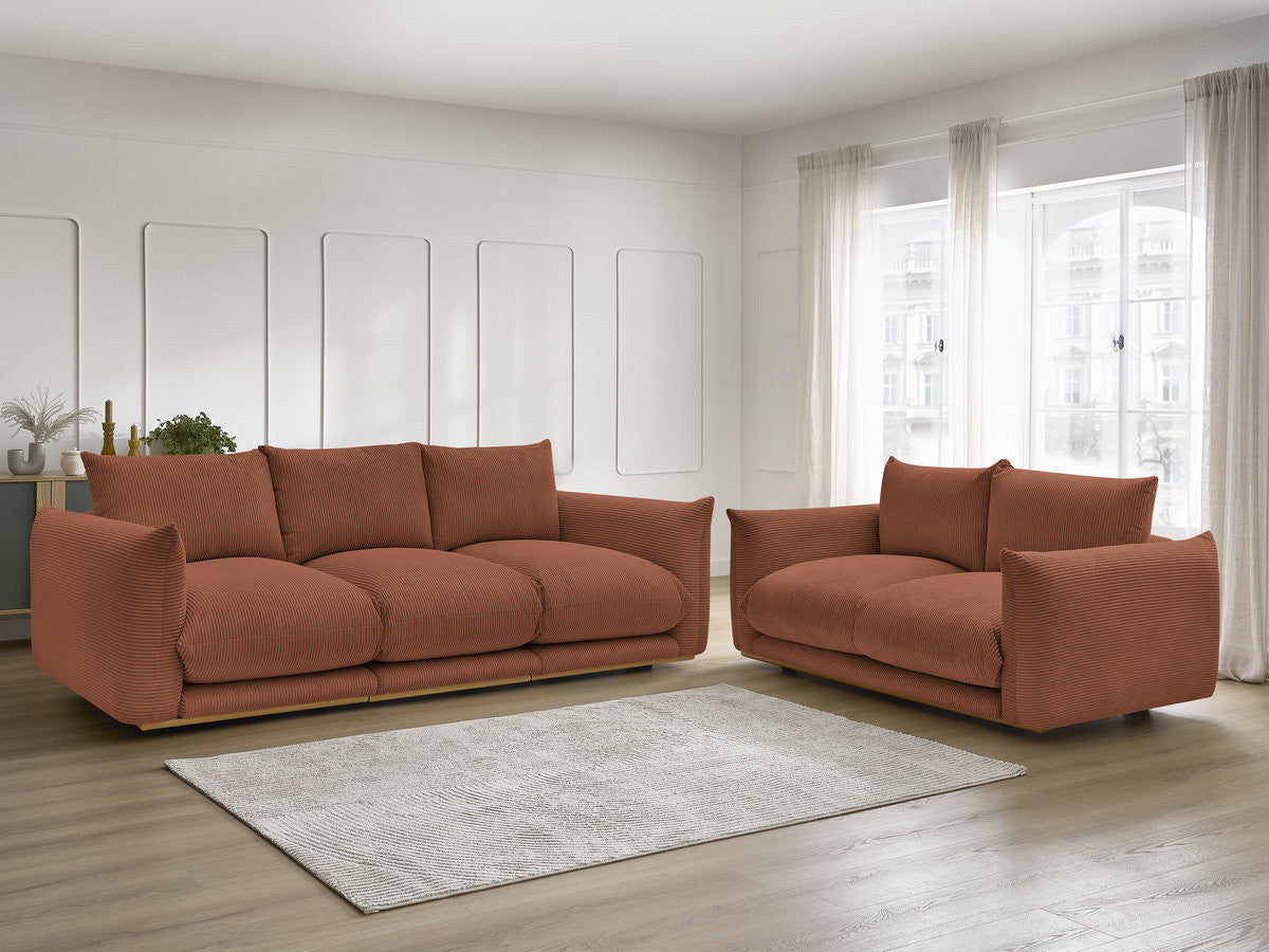 Ensemble canapé droit fixe 3 + 2 places ERNEST tissu velours côtélé