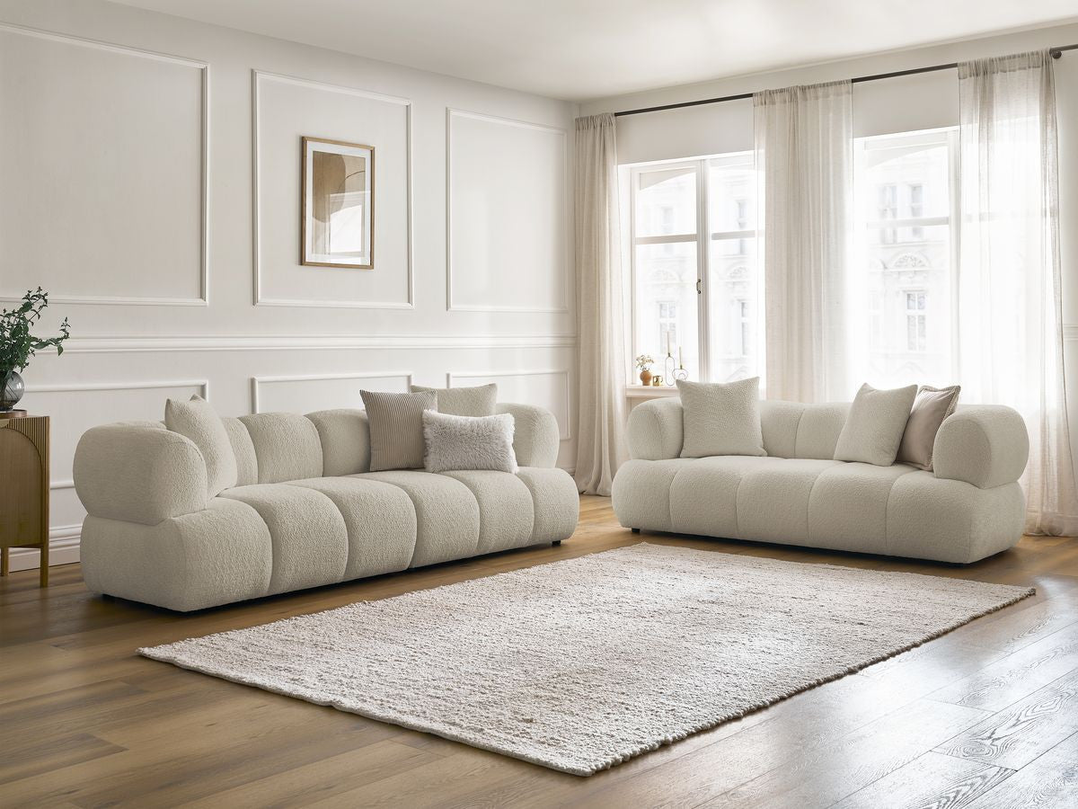 Ensemble canapé droit fixe 3 + 2 places PAMIRA tissu bouclette