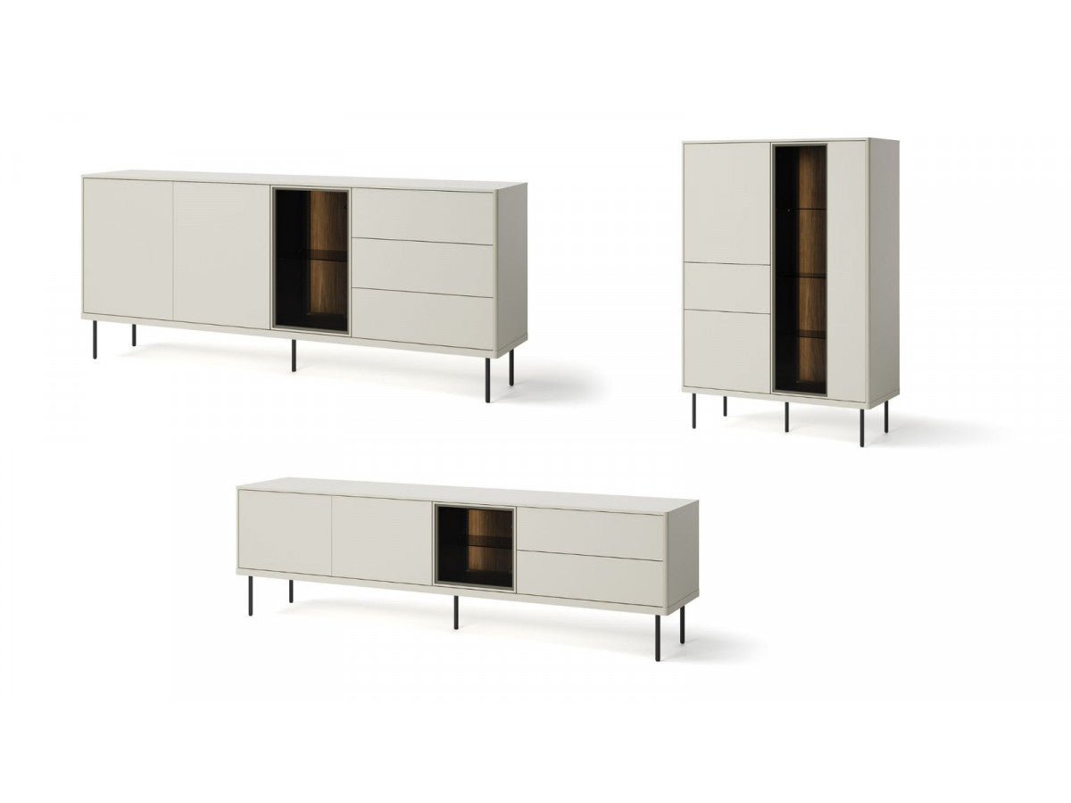 Ensemble ESPERA avec buffet 194 cm + meuble TV 194 cm + meuble vitrine avec LEDS