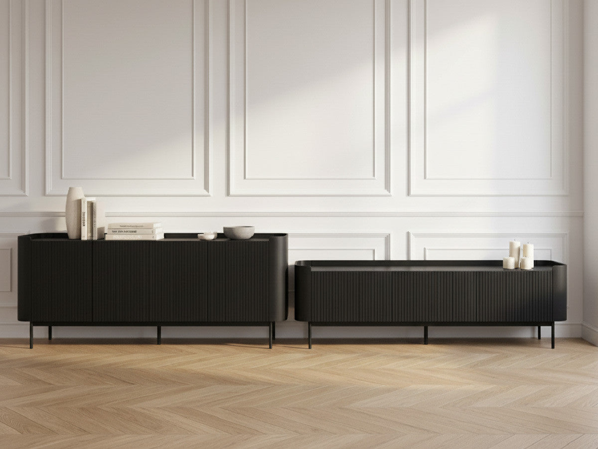 Ensemble JAY avec buffet 200 cm + meuble TV 180 cm effet tasseaux