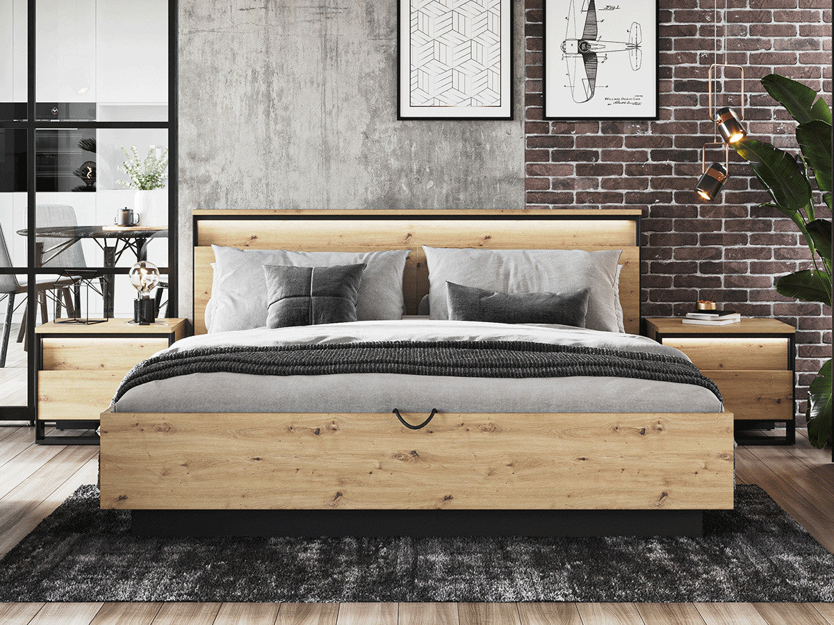 Ensemble KYRIA avec Lit coffre + 2 chevets