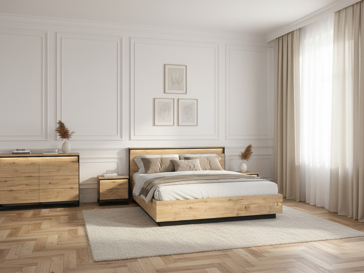 KYRIA set met opbergbed + ladekast + 2 nachtkastjes