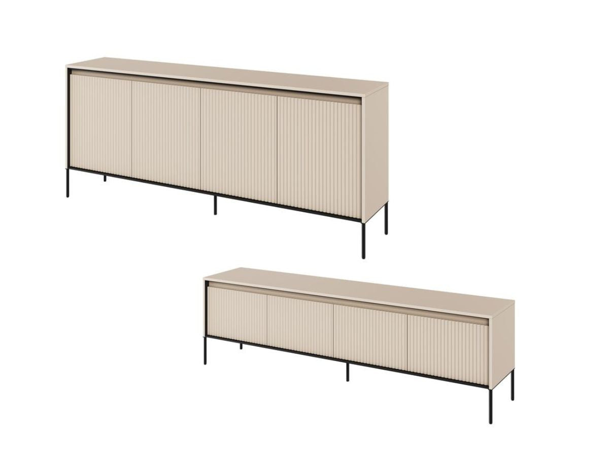 Ensemble LENARA avec buffet 193 cm + meuble TV 193 cm avec tasseaux et LED