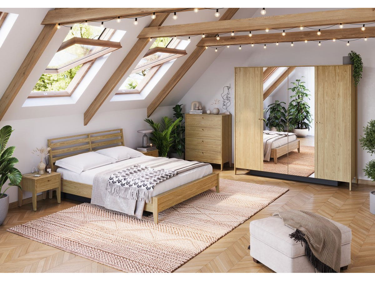 Ensemble lit coffre + 2 chevets + commode MADDY