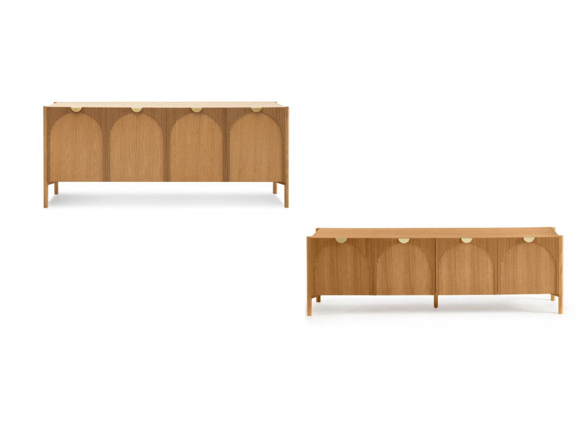 Ensemble LOLA avec buffet 178 cm + meuble TV 178 cm motif arrondi et placage frêne massif