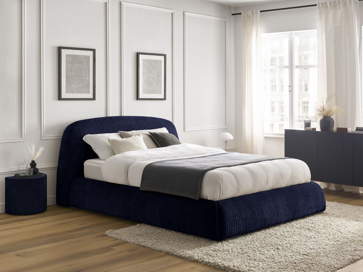 MALON set met bed + 2 nachtkastjes in structuurstof