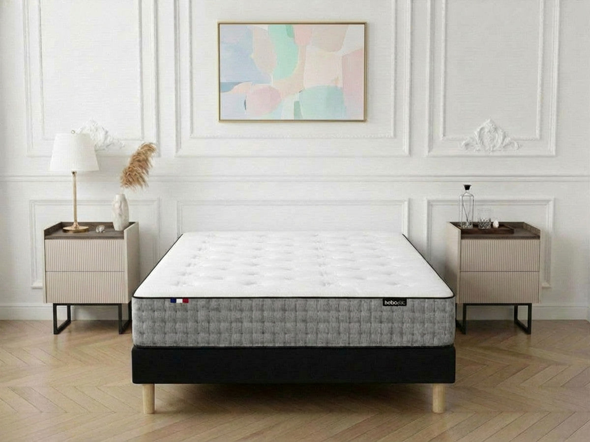 Ensemble matelas JOSEPHINE 30 cm 672 ressorts ensachés + sommier tapissier