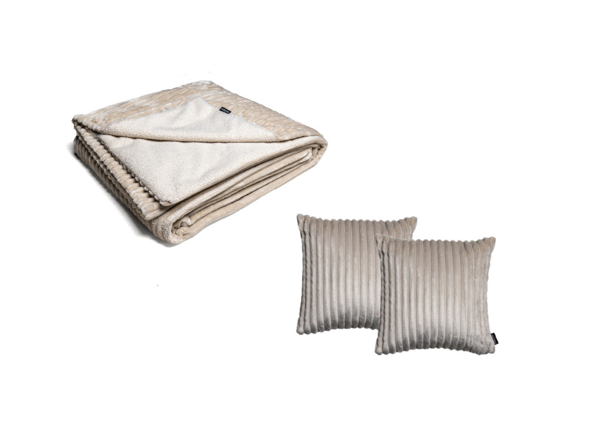Ensemble OSLO avec plaid 140 x 180 cm + 2 coussins