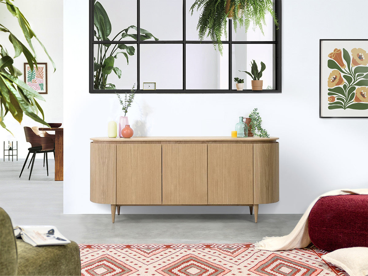Ensemble SORMIOU avec buffet 180 cm + meuble TV 180 cm placage chêne massif