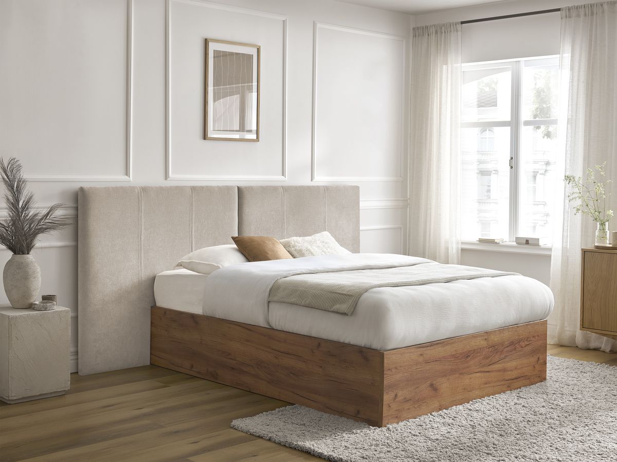 ALTIRA opbergbed in licht hout en structuurstof