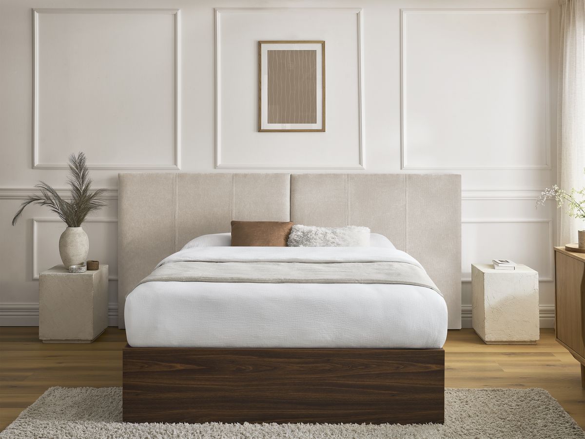 ALTIRA opbergbed in donker hout en structuurstof