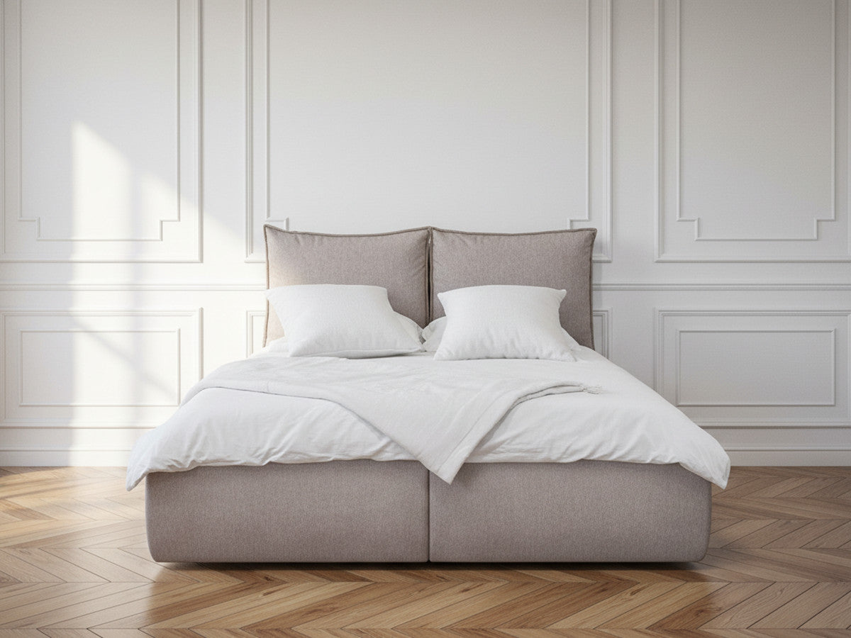 Lit coffre GARANCE avec tête de lit effet oreiller