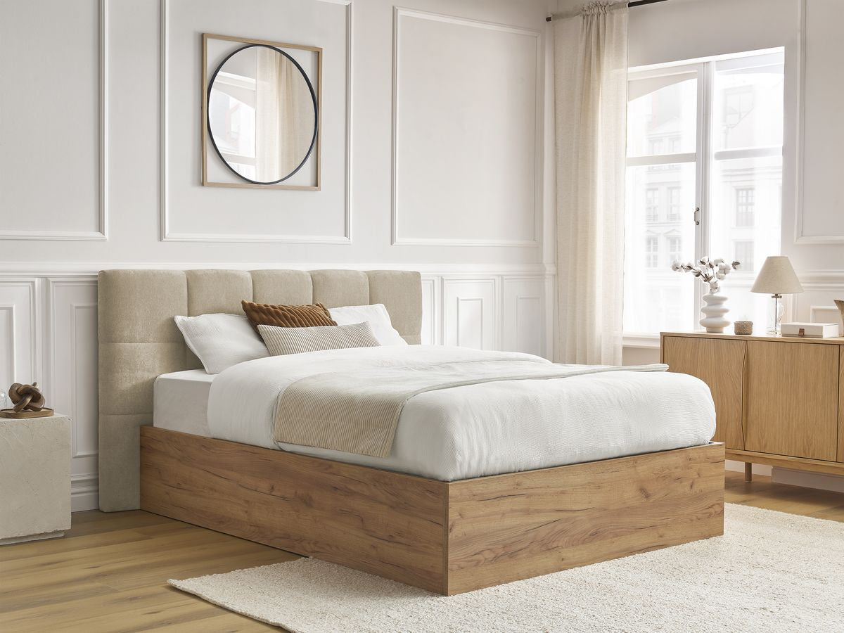 Lit coffre KUMO tissu lisse