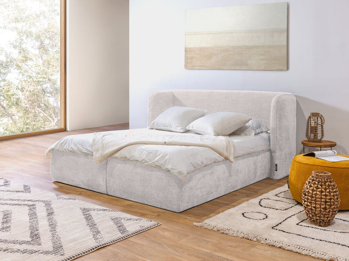 LOUISE opbergbed met gestoffeerd hoofdeinde