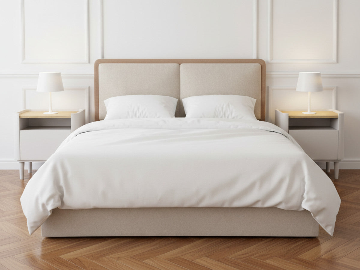 MARA opbergbed in tweekleurige, gestructureerde stof