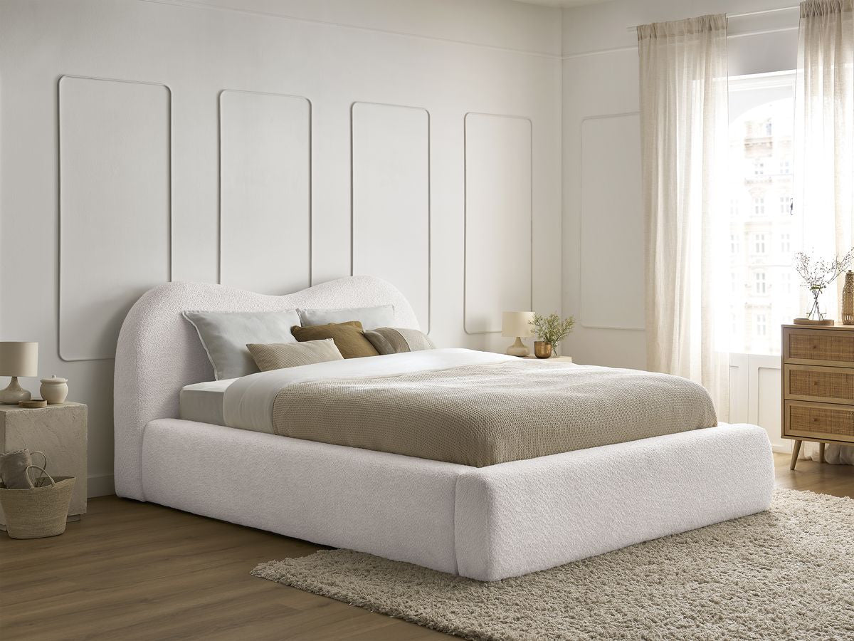 Lit coffre ORLANE tissu bouclette