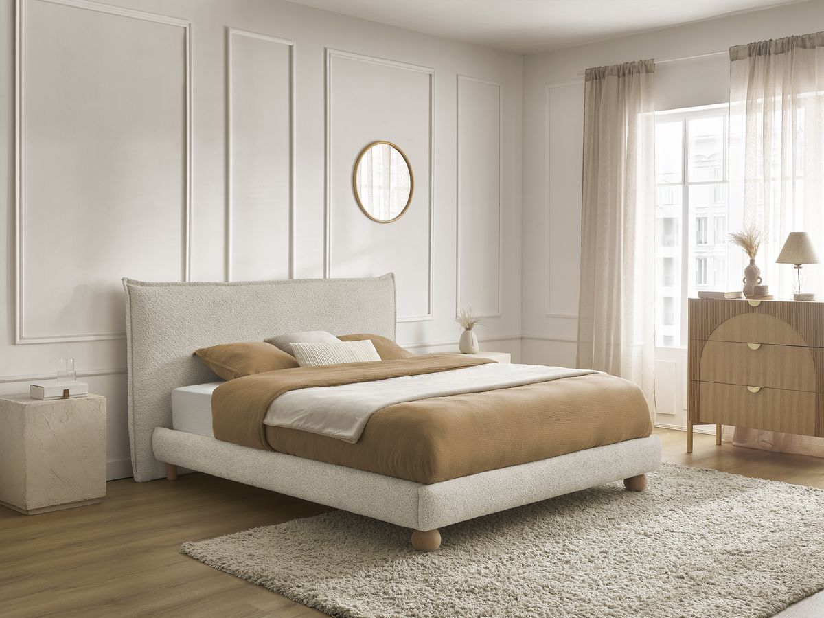 IMERI bed in badstof met massieve lattenbodem