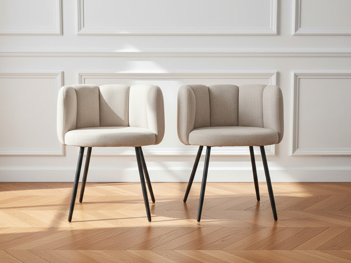 Set van 2 CELIA beige stoelen met structuurstof